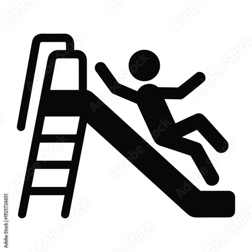 Black silhouette symbol of a child or person playing on a slide at park