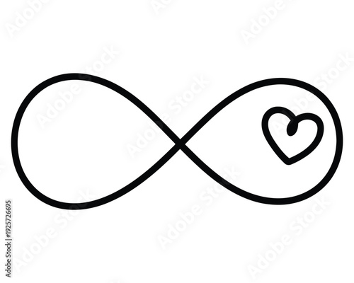 Infinity symbol loops around a small heart.