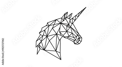 Geometric unicorn head in modern minimalist design