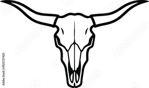 Longhorn Skull Line Art Illustration