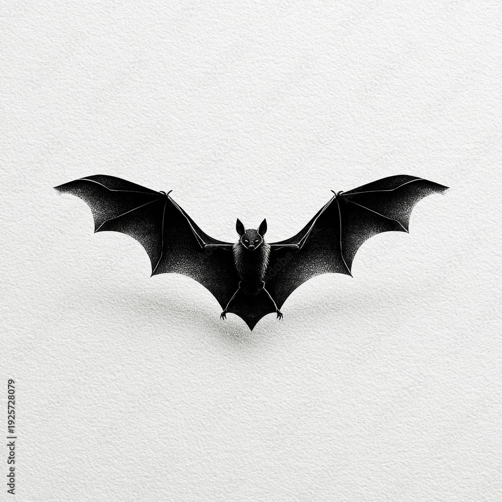 Fototapeta premium Stunning black bat with wings spread wide in mid flight