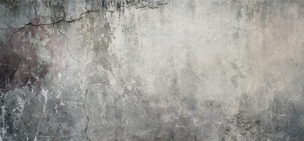 Obraz premium Gray grunge weathered and cracked old concrete wall texture.