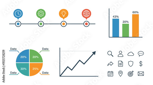 Comprehensive Vector Infographic Elements Set for Business Analysis and Data Visualization