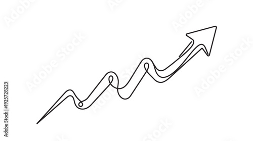 Abstract arrow line graph showing upward trend and growth, economic progress, business development
