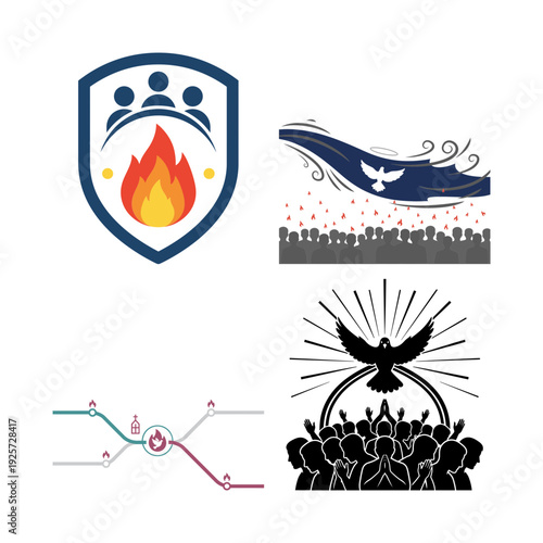 Pentecost Sacred Symbols and Spirit Icon Bundle