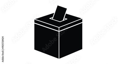 A black ballot box with a slot for voting a stark silhouette