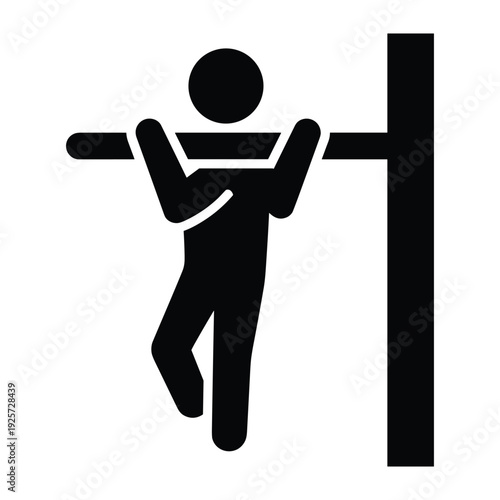 Silhouette of man doing chinup on gym bar for daily bodyweight workout session