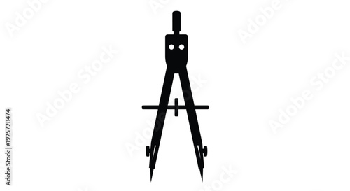 Black drawing compass icon on white background simple silhouette