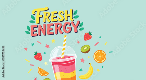 Fresh energy smoothie vector illustration