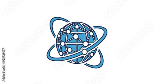 Abstract global network connection sphere with orbits.