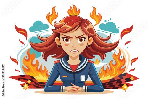 Minimalist illustration of a worried woman sitting slumped with head in her hands