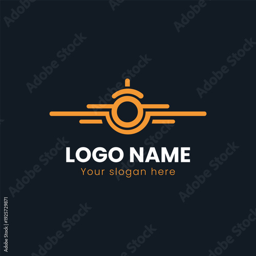 Vintage Aircraft Logo with Wings Outline for Travel and Airline Branding