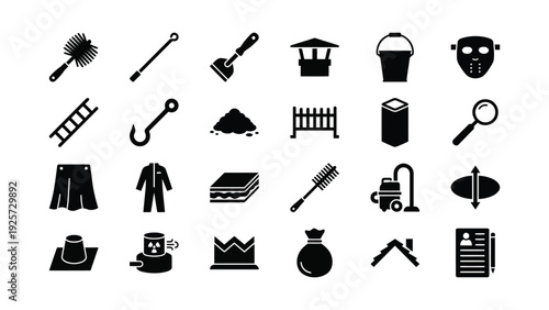 Crime Investigation Icons Set Featuring Detective Tools and Evidence Symbols