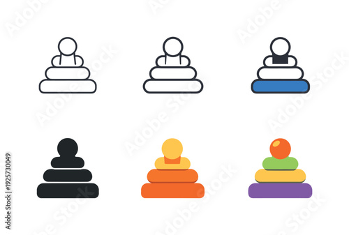 Home playtime concept symbol illustrating simple children’s toys designed for indoor fun, shown as one consistent object repeated