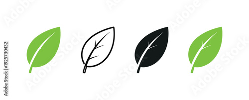 Leaf Consumption Variations. Responsible consumption concept shown as a single green leaf with smooth edges and central vein