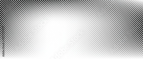 Fading line halftone gradient texture. Black diagonal stripe gradation background. Thin to thick vanishing slanted pattern backdrop. Oblique parallel stroke wallpaper for overlay, print, cover. Vector