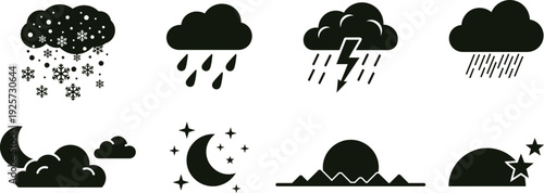 Weather forecast icons set