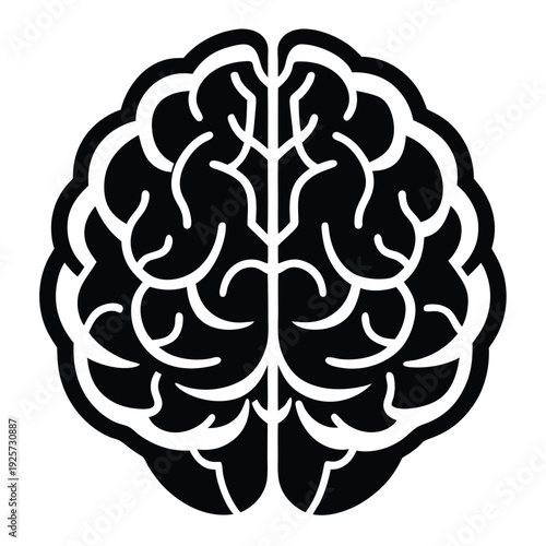 Clean black outline drawing of a human brain symbolizing intellect and cognitive function