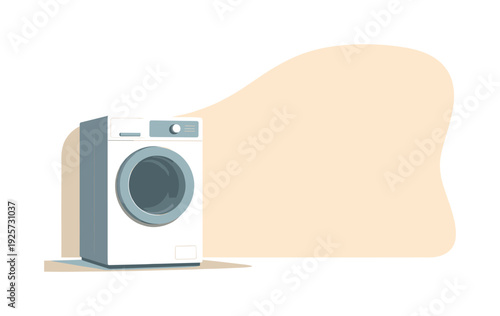 Modern front-loading washing machine with a clean design and minimalist aesthetic