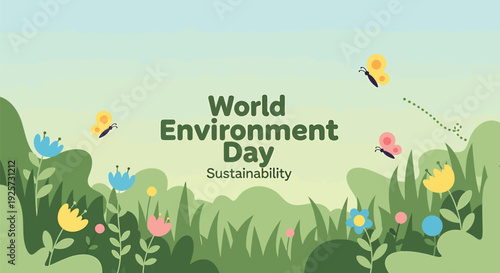World Environment Day banner with sustainability concept