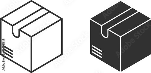 isometric cardboard box icon for shipping, delivery, and logistics packaging