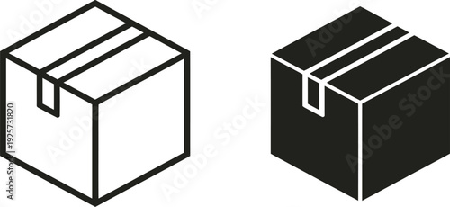 cardboard shipping box icon isolated on white background for e-commerce and delivery logistics