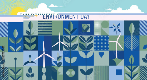 Environmental Day vector banner with eco-friendly icons