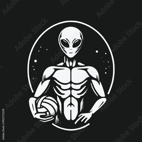 Alien Volleyball Player: Extraterrestrial Athlete Ready to Serve the Universe.