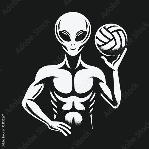 Alien Athlete: Extraterrestrial Volleyball Player Ready for Intergalactic Games.
