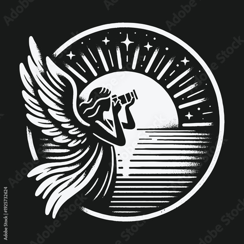 Celestial Vision: An Angels Gaze into the Cosmos with Binoculars.