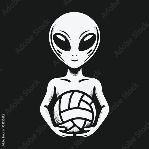 Alien Athlete: Extraterrestrial Volleyball Player Ready for the Game.