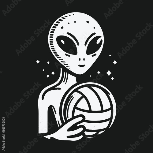 Alien Athlete: Extraterrestrial Volleyball Player Ready for Intergalactic Games.