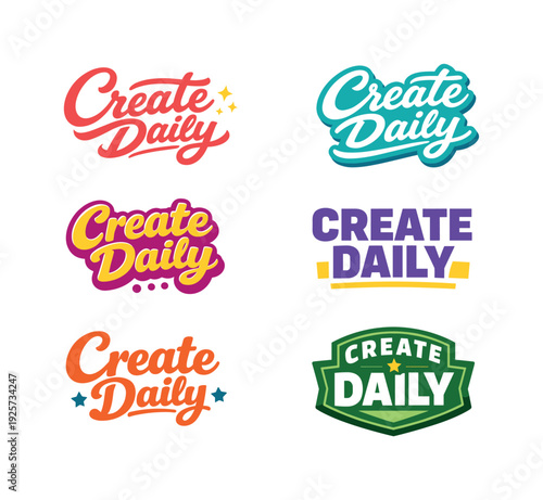 Modern festive banner with holiday message showcasing modern lettering logo set for Create Daily, commercial stock typography