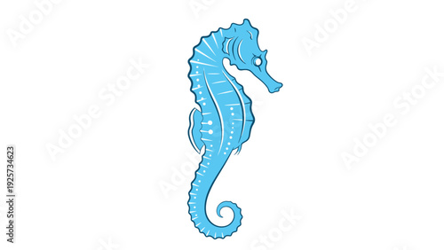 Simple blue seahorse illustration features clean outlines and minimalist detailing isolated on a plain white background for maritime design.
