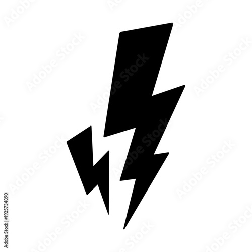 Lightning icon. Black silhouette. Front view. Vector simple flat graphic illustration. Isolated object on a white background.
