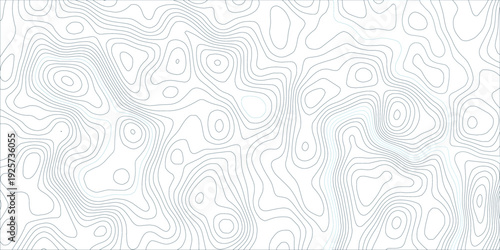 Topographic Relief Map with Seamless Contour Line Pattern Abstract Blue Curved Landscape Terrain Texture in Vintage Cartography Vector Style