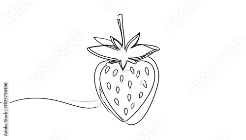 Simple Line Drawing of Strawberry Illustration.