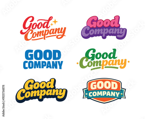 Modern festive banner with holiday message showcasing modern lettering logo set for Good Company, commercial stock typography