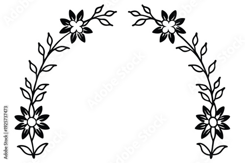 set of floral arch frame template silhouette line art vector illustration with a white background