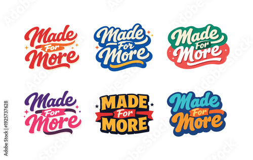 Clean flat holiday banner set illustration featuring modern lettering logo set for Made For More designed for stock marketplaces,
