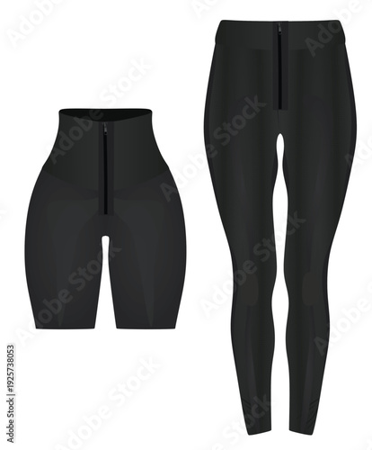 Black woman leggings and shorts. vector illustration