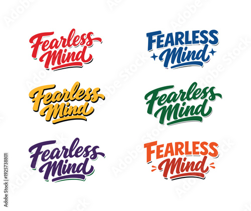 Modern flat holiday banner design highlighting modern lettering logo set for Fearless Mind, high-demand commercial lettering