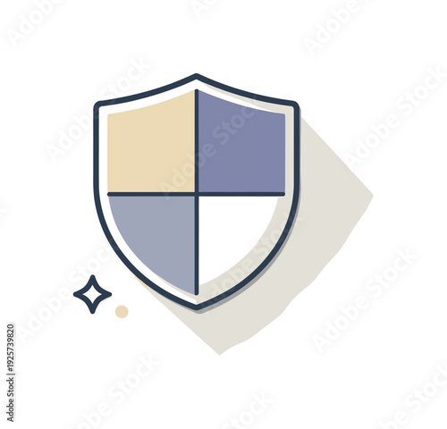 Abstract shield icon representing security, protection, and safety with a modern flat design