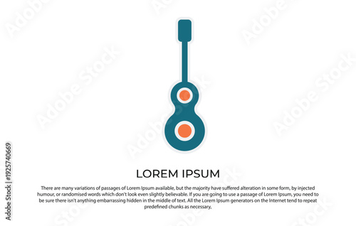 Blue Electric Guitar Bass Music Instrument Flat Vector Icon