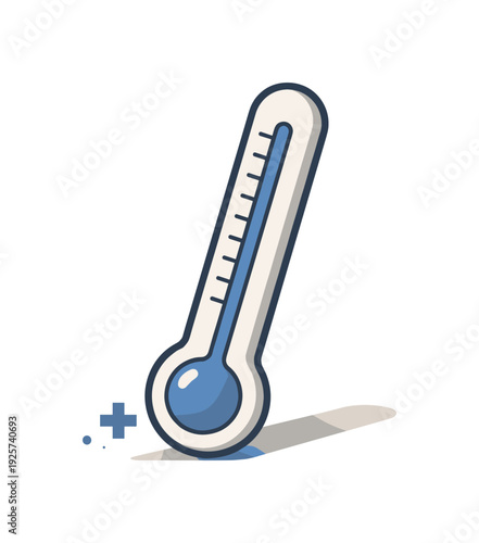 Stylized thermometer showing a high temperature with a plus sign indicating an increase