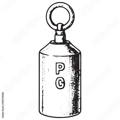 Vintage Portable Diving Gas Cylinder Underwater Air Supply Tank Illustration