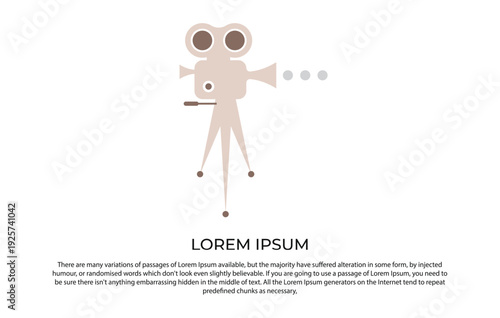 Vintage Cinema Movie Camera on Tripod Film Flat Vector Icon