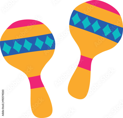 Hand-drawn Mexican maracas. Isolated vector illustration on a transparent background.