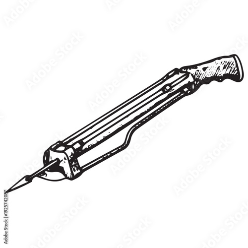 Vintage Underwater Harpoon Speargun Tool Engraving Illustration