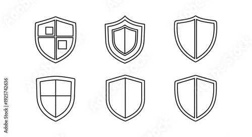 Six simple shield emblems feature varied internal divisions.